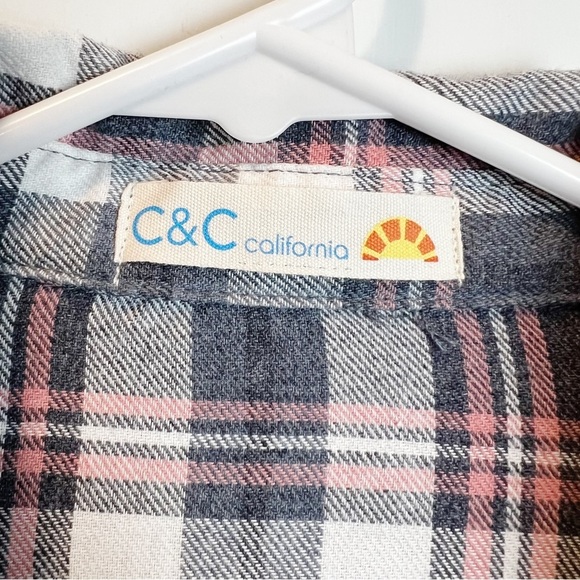 C & C California - Plaid Tie Front Long Sleeve Flannel - Sz. M - Picture 3 of 5